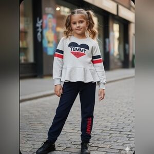 TOMMY HILFIGER, Kids' Gray and Navy Heart Tracksuit